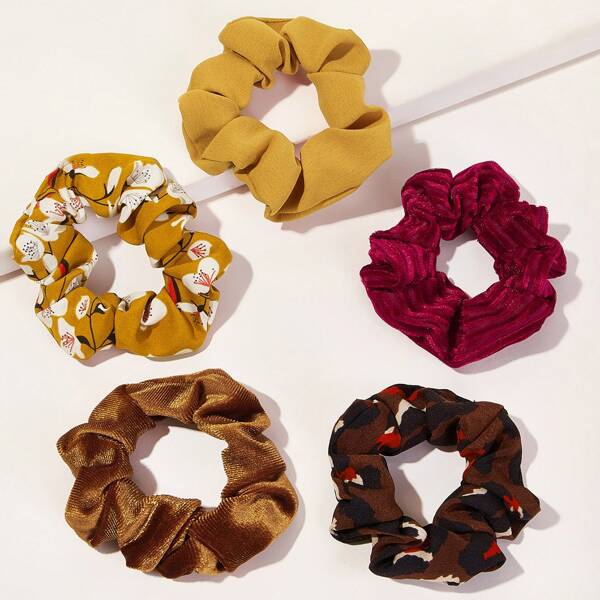 

5pcs Ditsy Floral Pattern Scrunchie, Multicolor