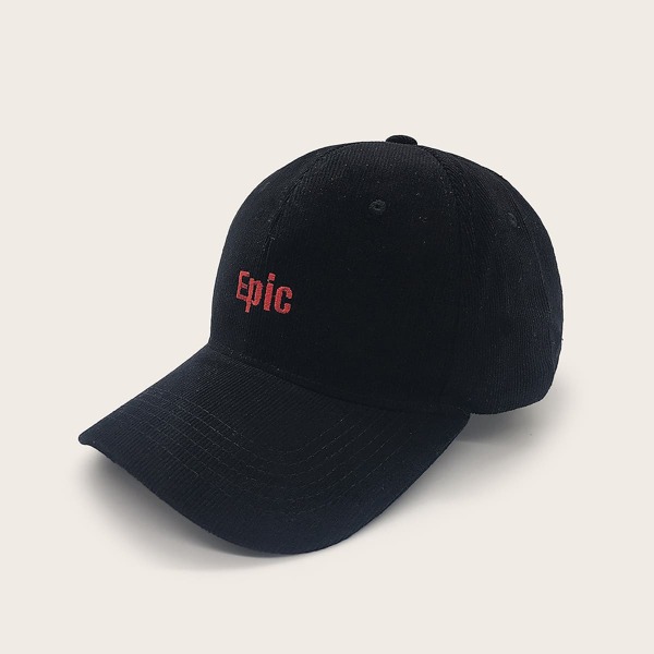 

Men Letter Embroidery Corduroy Baseball Cap, Black