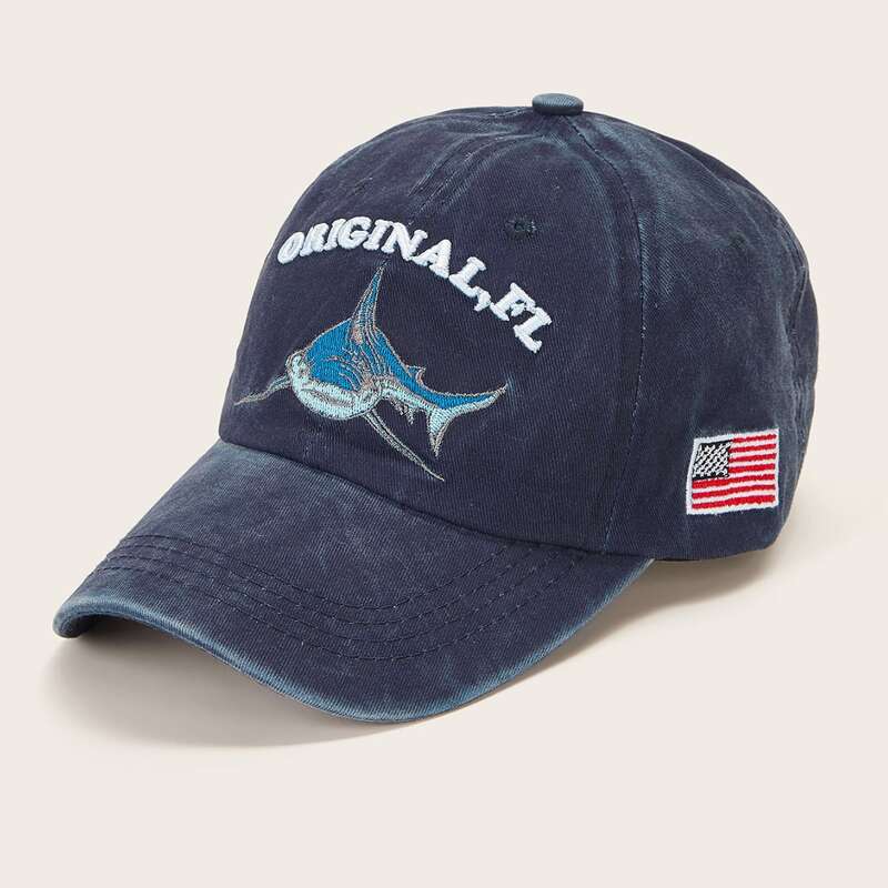 

Guys Dolphin & Flag Embroidery Baseball Cap, Blue