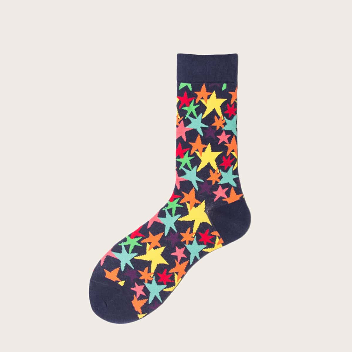 

1pair Guys Star Pattern Socks, Multicolor