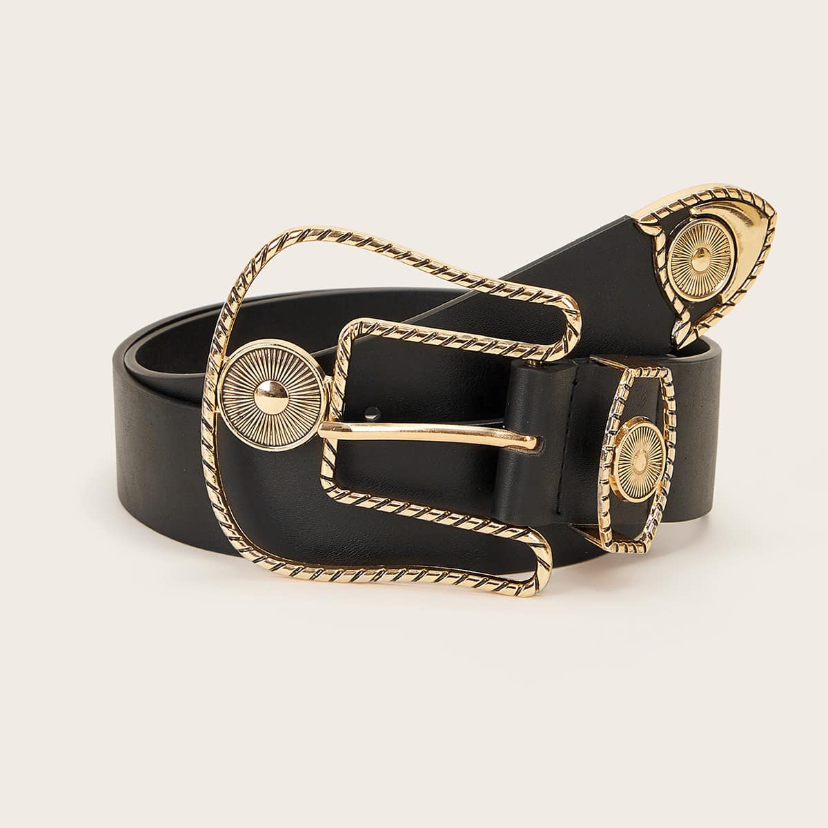 

Hollow Out Buckle Belt, Black