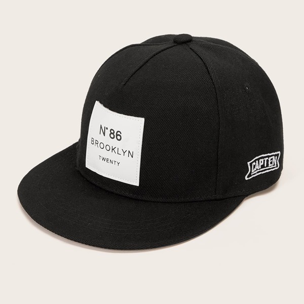

Men Letter Patched Baseball Cap, Black and white