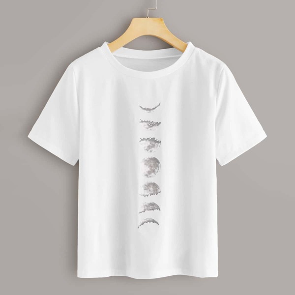 

Moon Print Short Sleeve Tee, White