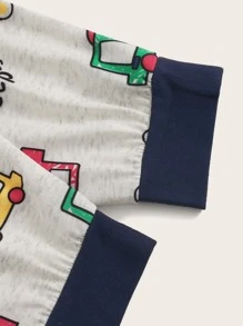 Young Boy Cartoon Car Print PJ Set - Multicolor - View 3