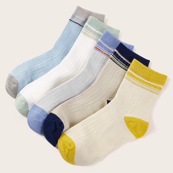 

5pairs Boys Striped Pattern Socks, Multicolor