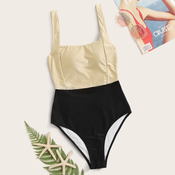 

Two Tone One Piece Swimwear, Multicolor