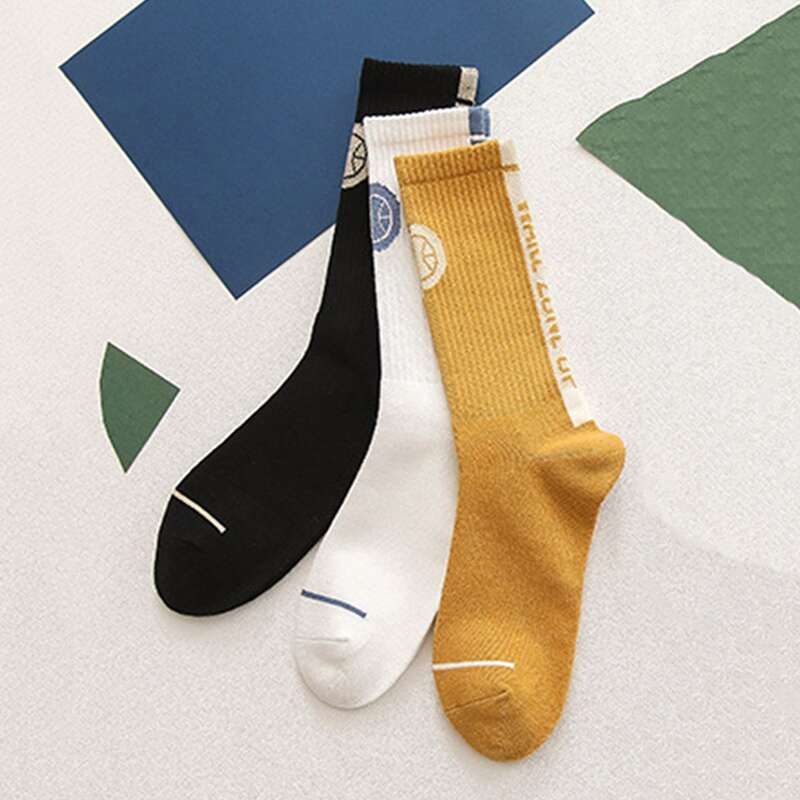 

3pairs Guys Letter Graphic Socks, Multicolor
