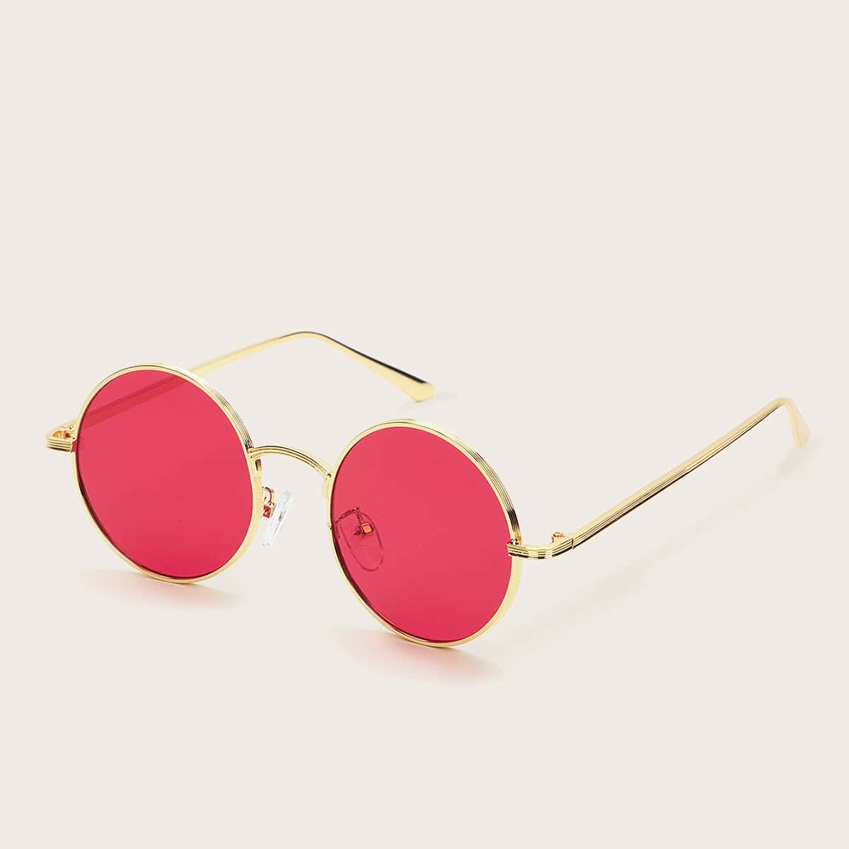 

Guys Round Metal Frame Sunglasses, Hot pink