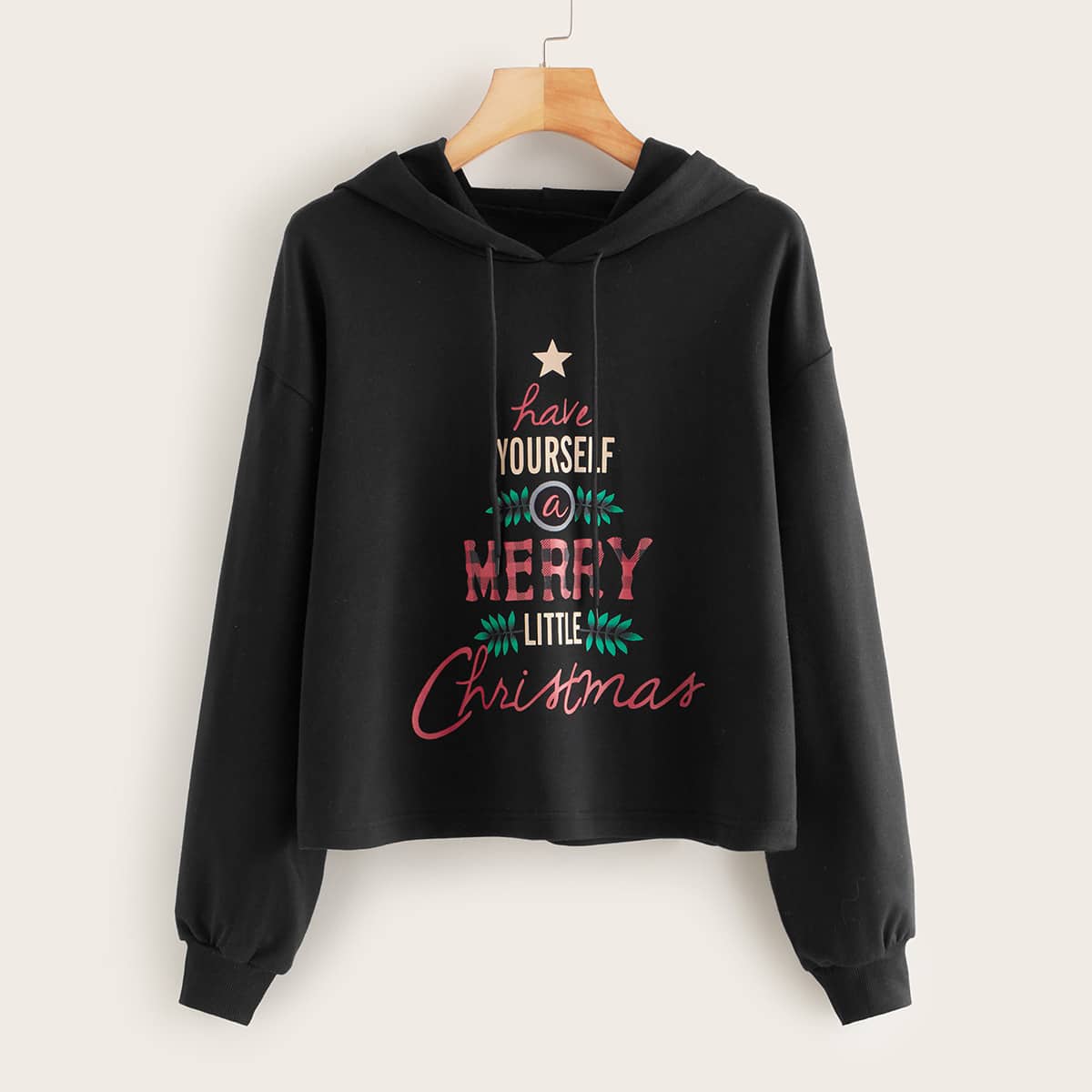 

Christmas Slogan Graphic Black Hoodie