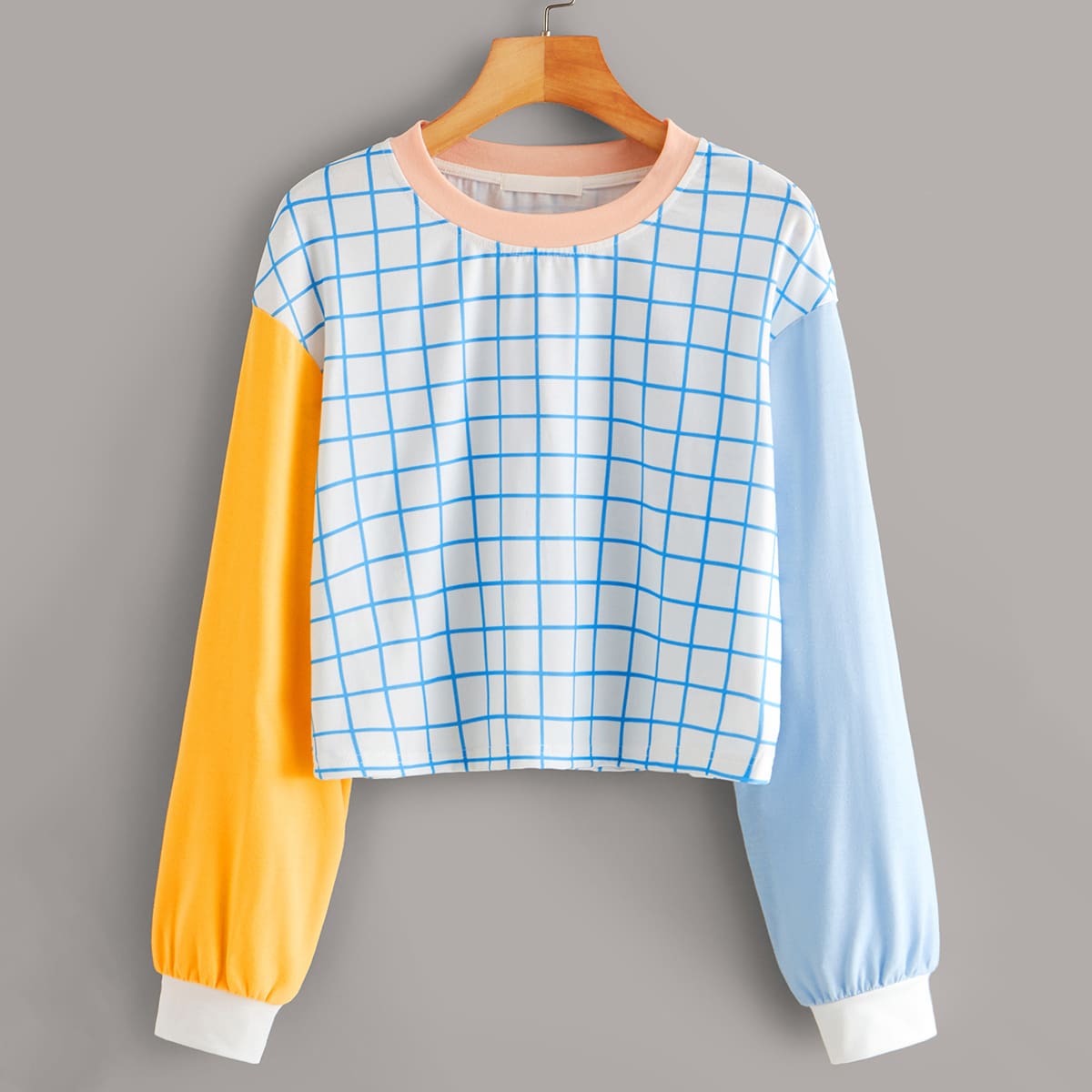 

Contrast Panel Grid Crop Tee, Multicolor
