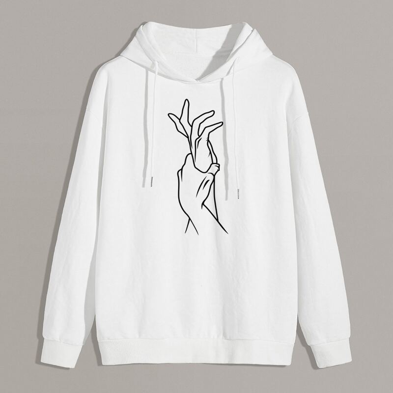 

Guys Hand Print Drawstring Hoodie, White
