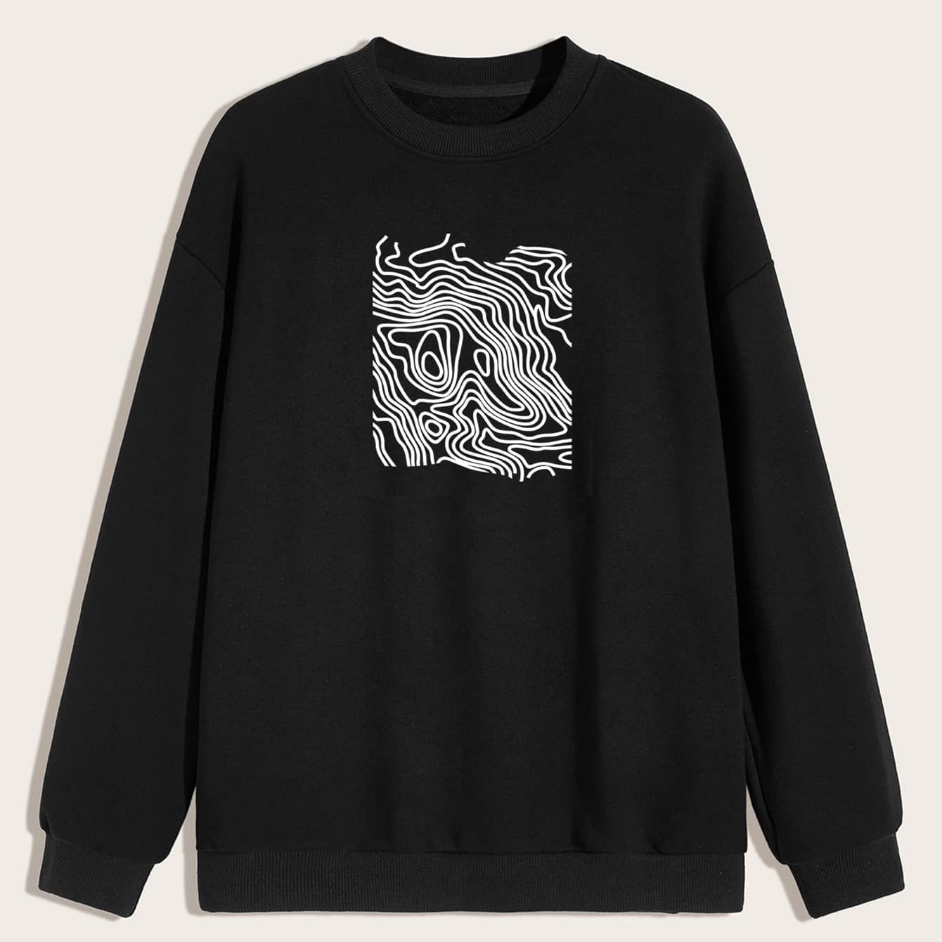 

Guys Graphic Print Drop Shoulder Sweatshirt, Black