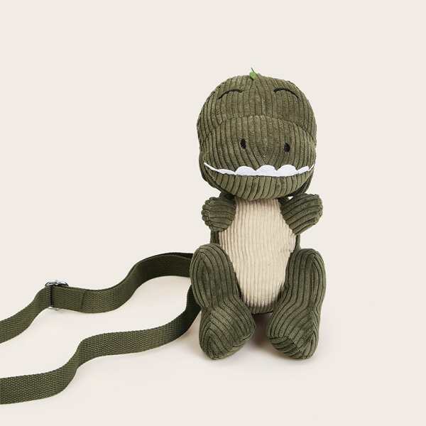 

Corduroy Dinosaur Design Crossbody Bag, Green