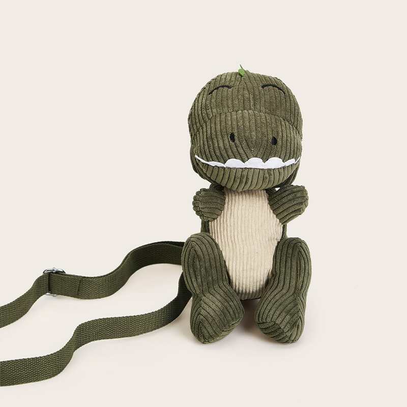 

Corduroy Dinosaur Design Crossbody Bag, Green