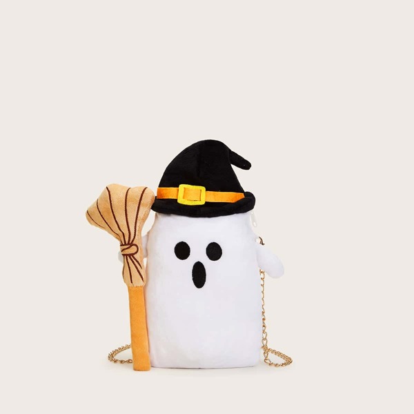 

Halloween Snowman Design Chain Crossbody Bag, White