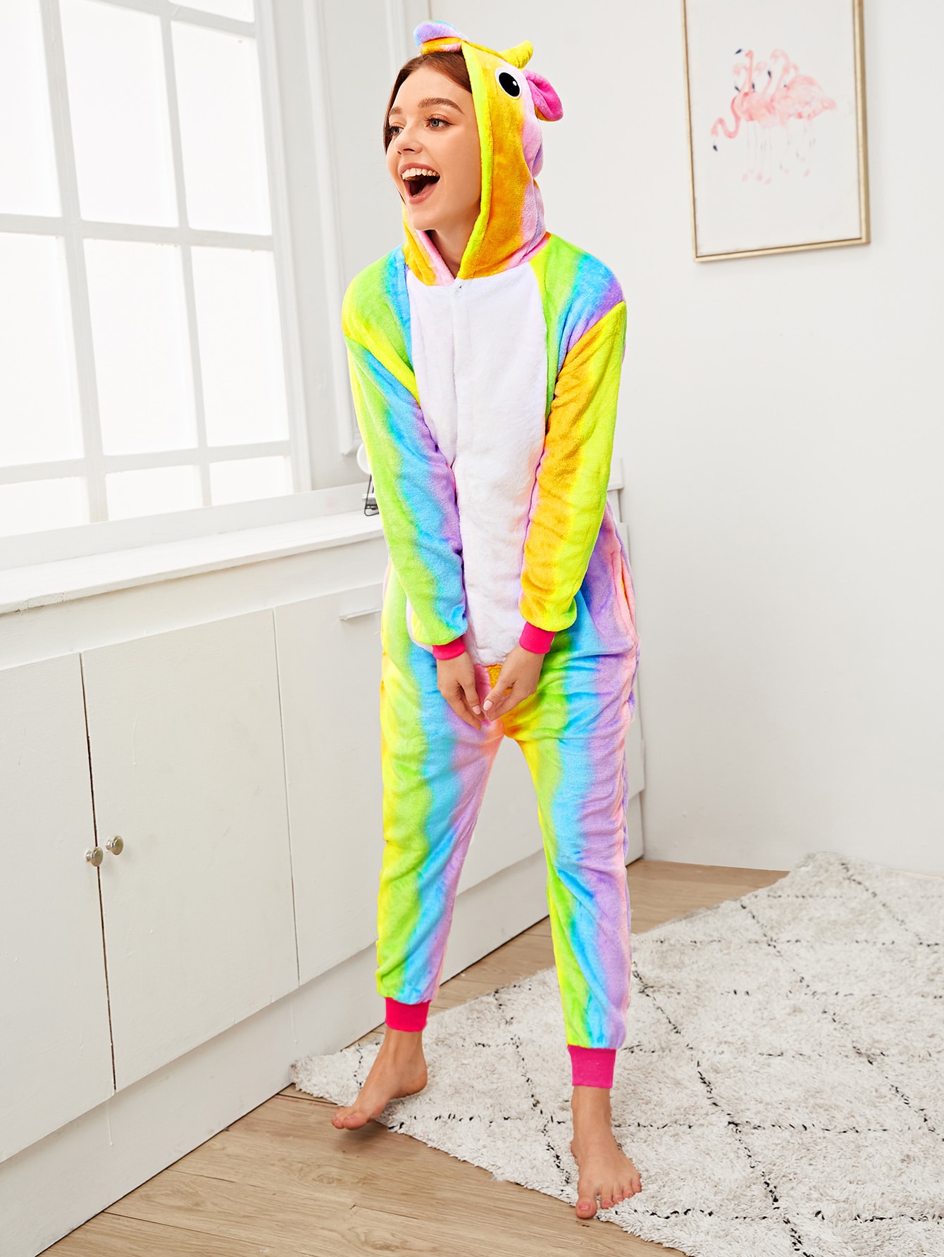 Unicórnio Onesie encapuçado do arco-íris | SHEIN Brasil