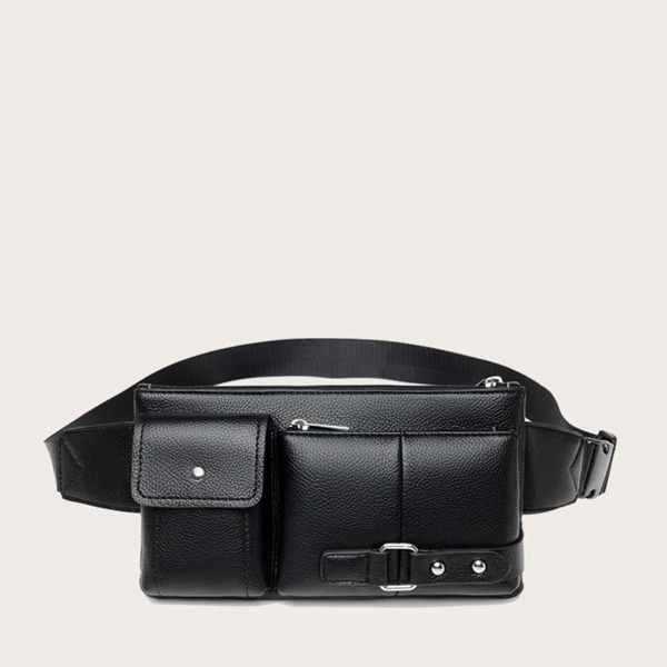 

Men Pocket Front Fanny Pack, Black