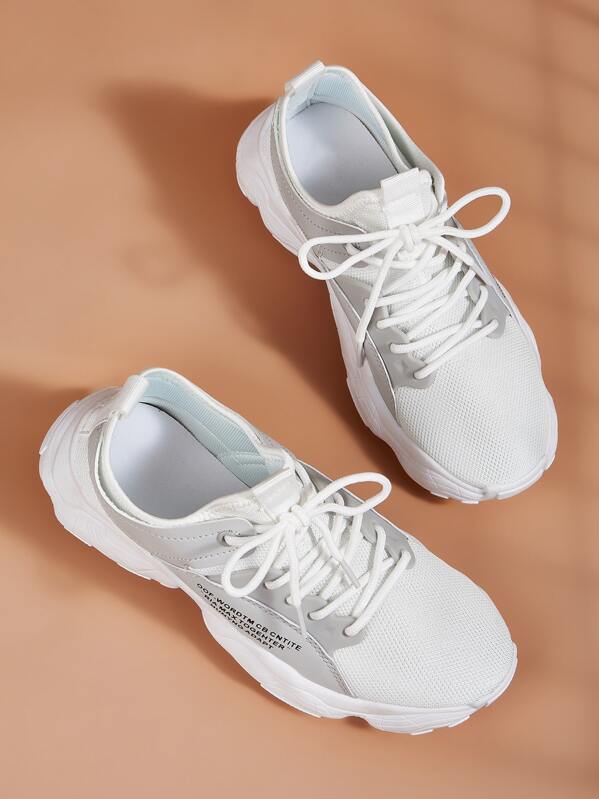 

Men Lace-up Front Wide Fit Chunky Sneakers, White