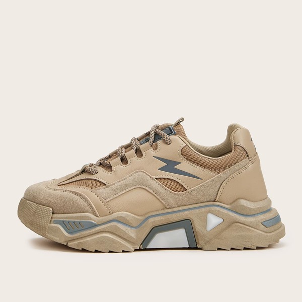 

Men Lace-up Front Wide Fit Chunky Sneakers, Brown