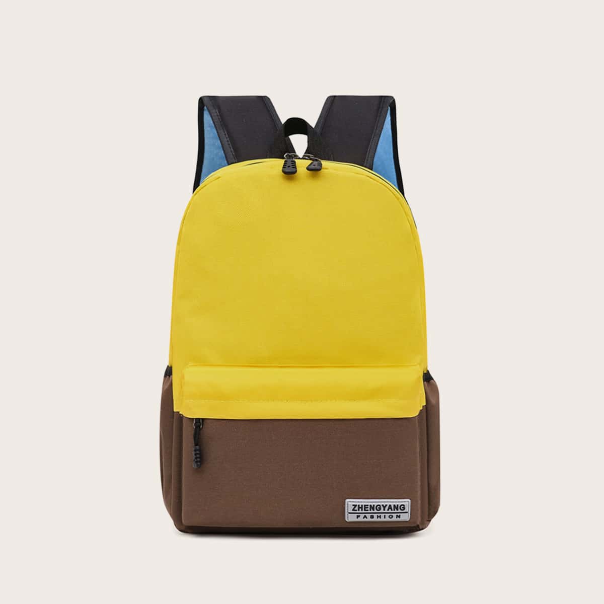 

Color Block Pocket Front Backpack, Multicolor