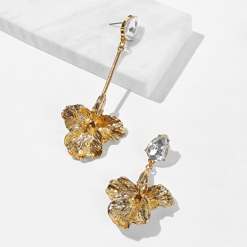 

1pair Textured Drop Earrings, Gold