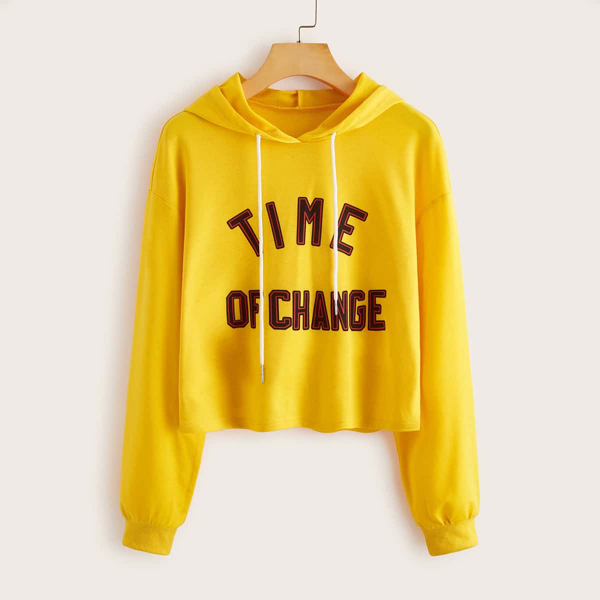 

Letter Graphic Drop Shoulder Hoodie, Yellow bright