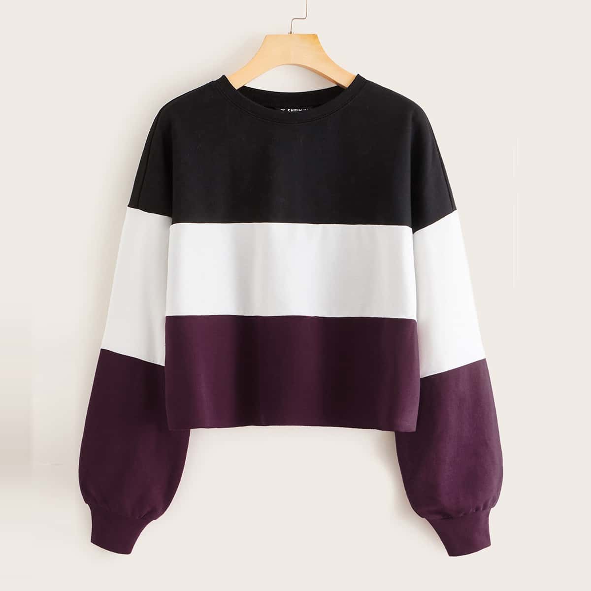 

Drop Shoulder Colorblock Sweatshirt, Multicolor