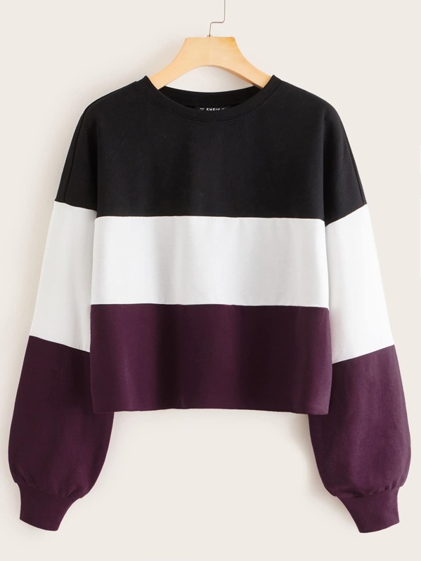 

Drop Shoulder Colorblock Pullover, Multicolor