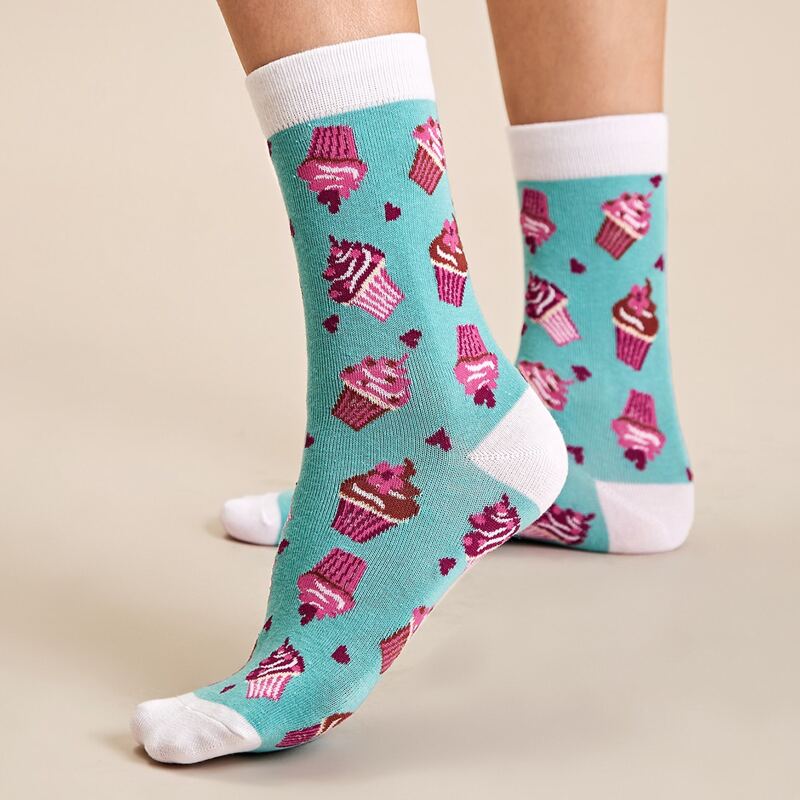 

1pair Ice Cream Pattern Socks, Multicolor