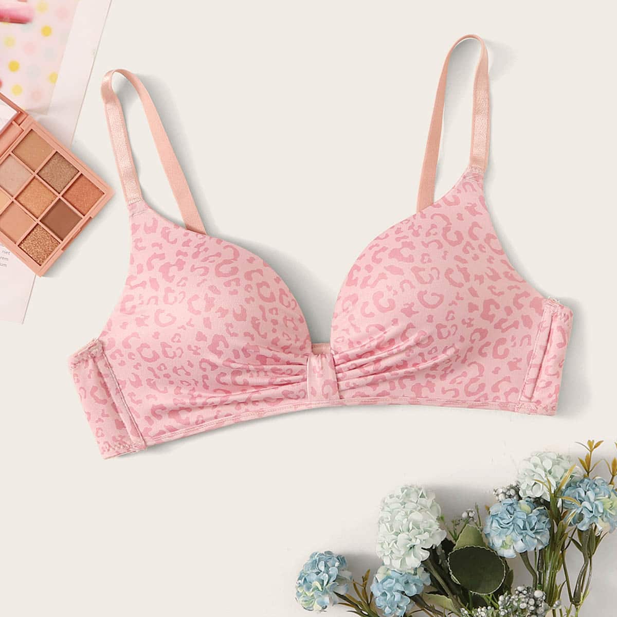 

Leopard Adjustable Strap Bra, Pink