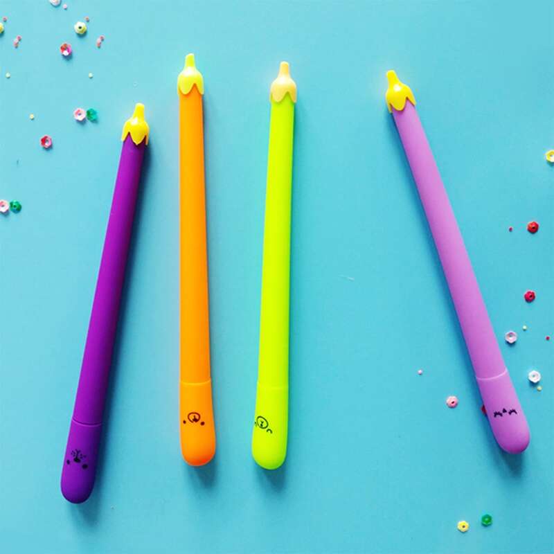 

4pcs Cute Eggplant Shaped 0.5mm Gel Pen