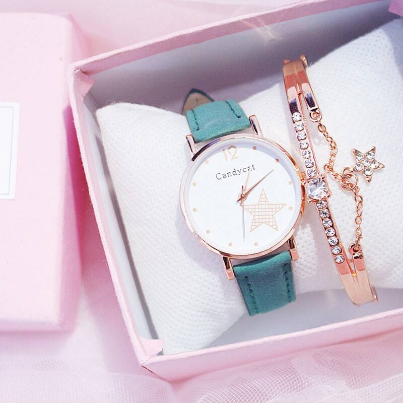 

1pc Star Pattern Dial Watch & 1pc Bracelet