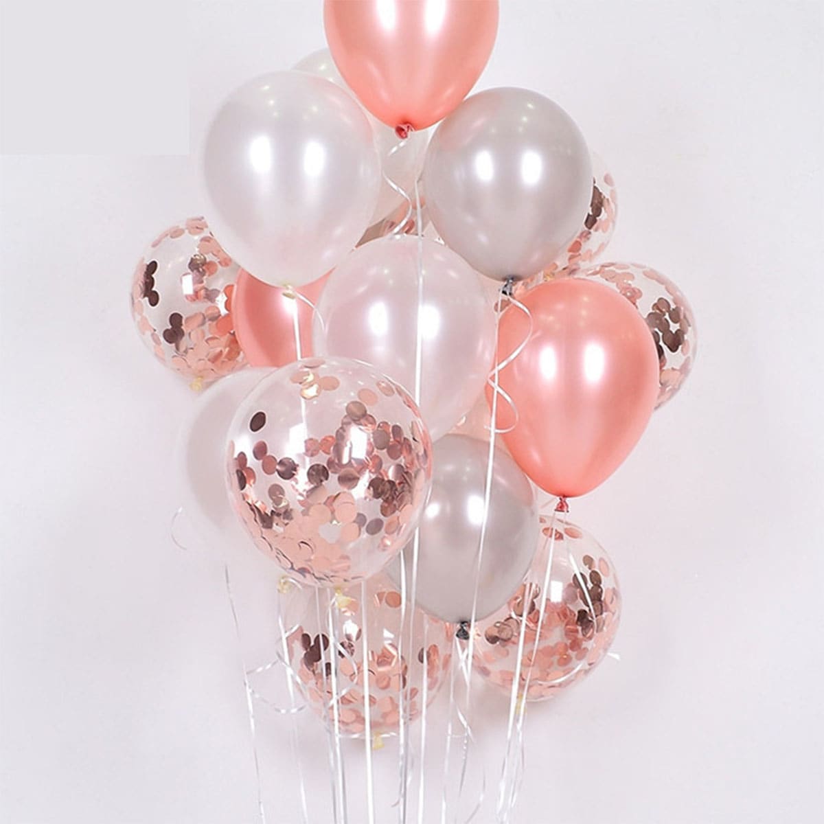 

16pcs Confetti Balloon Set With 2rolls Ribbon, Multicolor