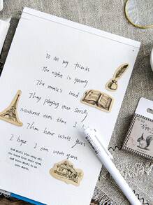 46pcs Vintage Plant & Animal Print Sticker - Khaki - View 3