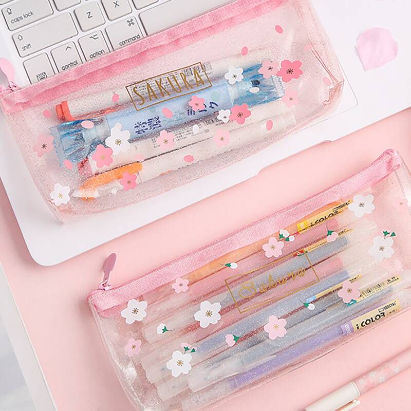 

1pc Simple Flower Print Zipper Pencil Case