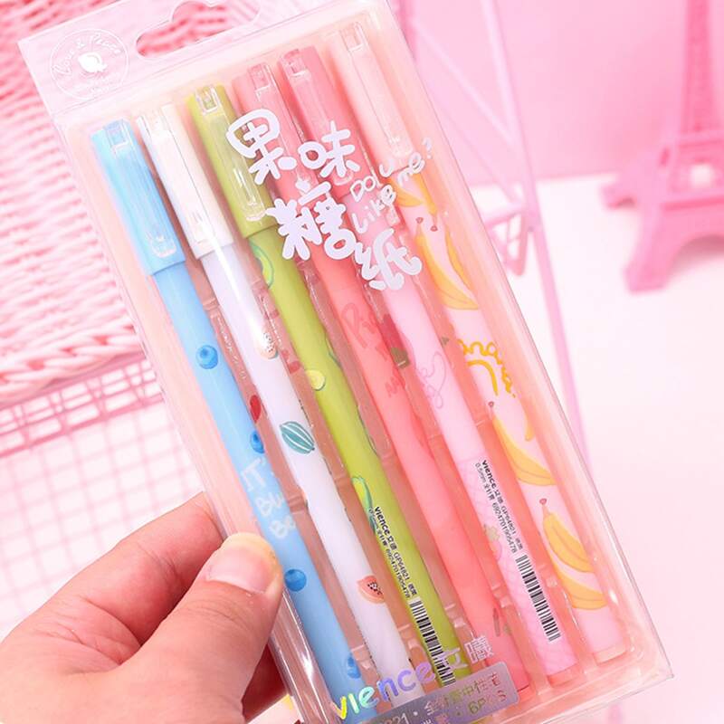 

6pcs Random Cute Fruit Print Gel Pen