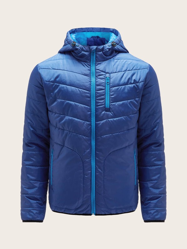 

Men Zip Up Hooded Puffer Coat, Blue