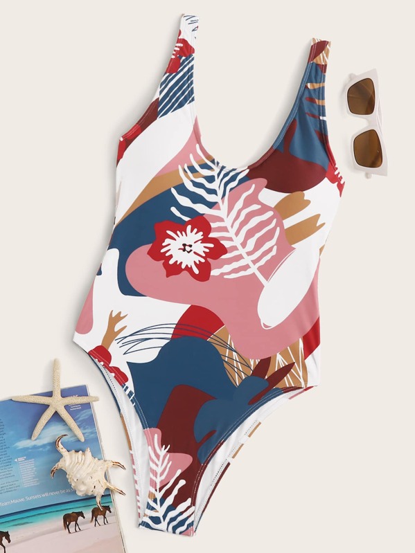

Floral Print One Piece Swimwear, Multicolor
