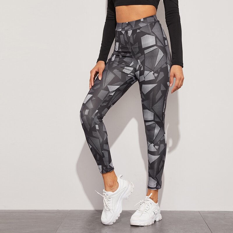 

Geo Print Elastic Waist Skinny Leggings, Multicolor
