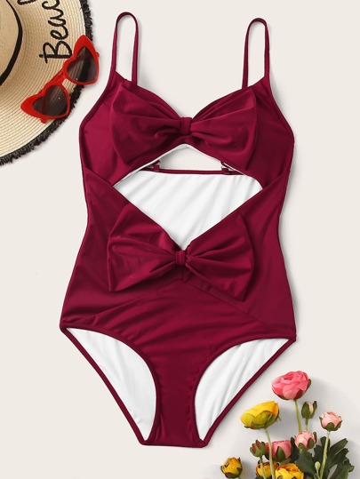 bow front cut out one piece swimsuit