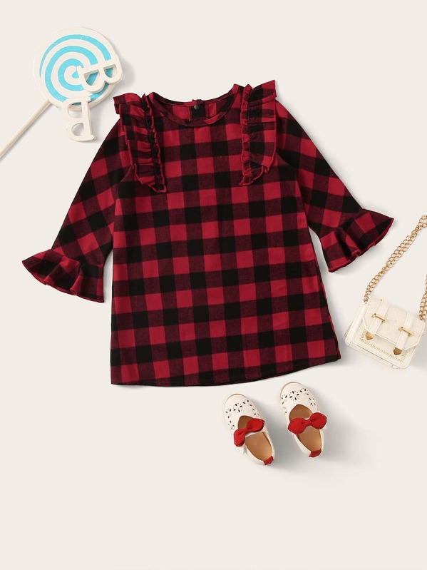 

Toddler Girls Ruffle Trim Gingham Tunic Dress, Multicolor