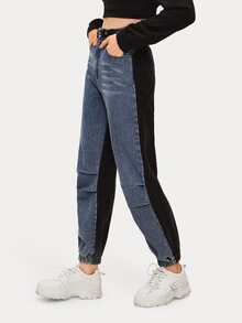 Veel kleurig Casual Kleurblok jeans | SHEIN Nederland