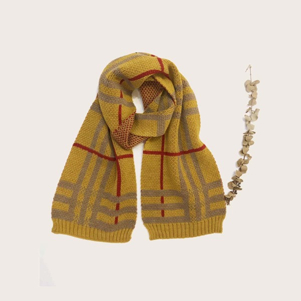 

Kids Plaid Pattern Knit Scarf, Yellow
