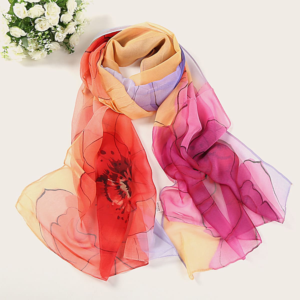 

Guys Floral Silk Scarf, Multicolor