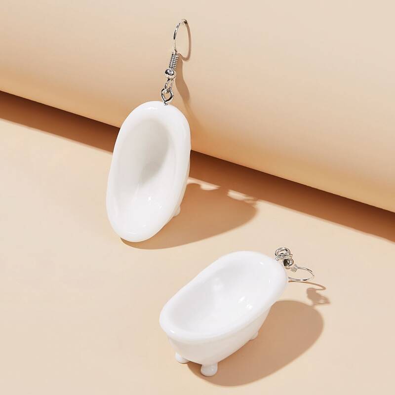 

1pair Bathtub Drop Earrings, White