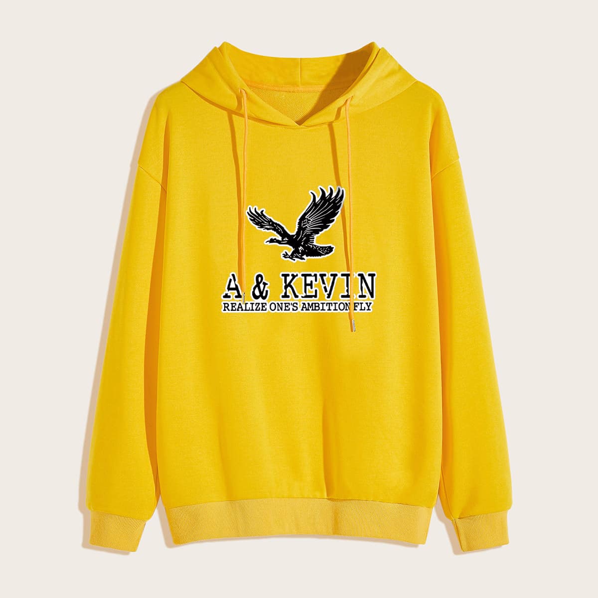 

Guys Letter Graphic Drawstring Hoodie, Yellow bright