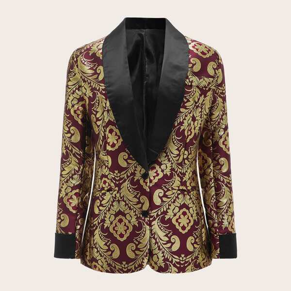 

Contrast Shawl Collar Tribal Print Blazer, Multicolor