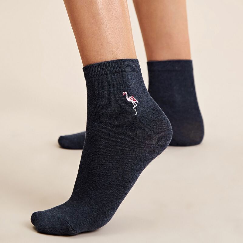 

1pair Flamingos Pattern Socks, Black