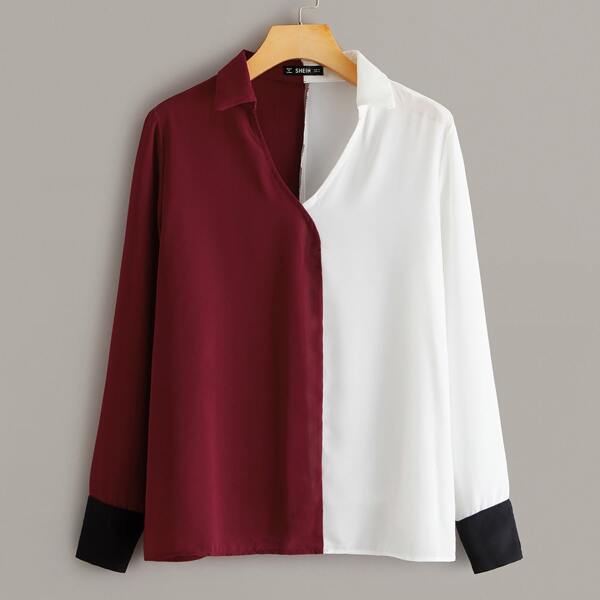 

Collared Colorblock Top, Multicolor