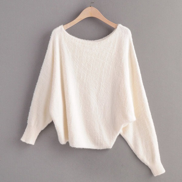 

Fluffy Knit Sweater With Different Length Sleeves, Beige